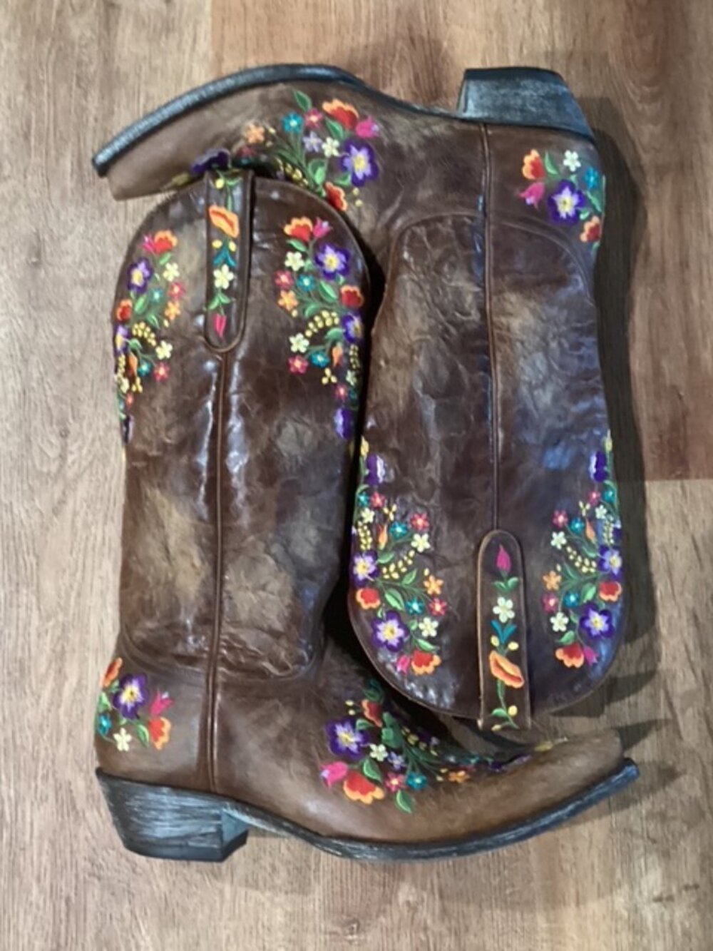 Old Gringo Cowgirl Boots Goat Leather 9B Sora 13" Shaft Floral Embroidery